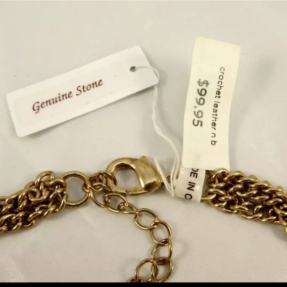 New Leather & Genuine Stone Necklace from Coldwater Creek Store NWT 18" - Picture 4 of 4